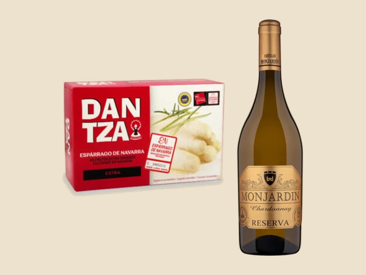 Espárragos de Navarra, con Castillo de Monjardín Chardonnay Reserva