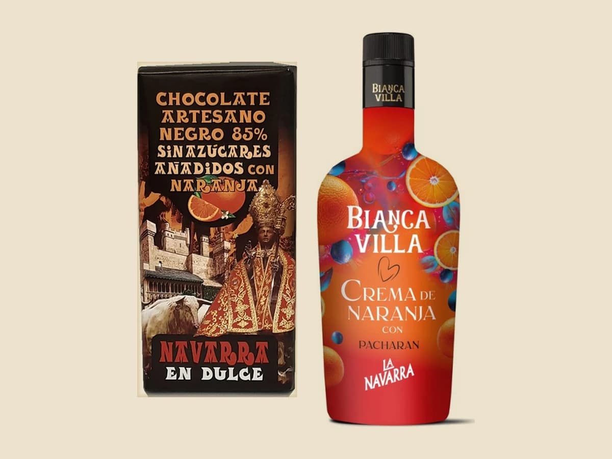 Chocolate negro 85 % con naranja de Navarra en Dulce, con Bianca Villa, crema de naranja con patxarán